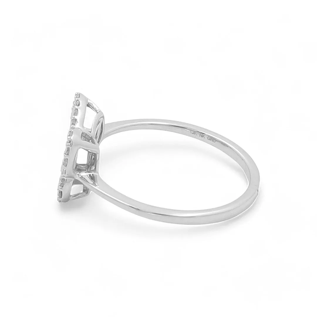 10K White Gold Fashion Butterfly Diamond Women's Ring