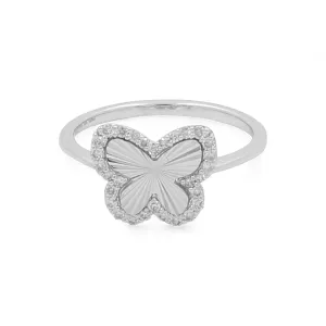 10K White Gold Fashion Butterfly Diamond Women's Ring
