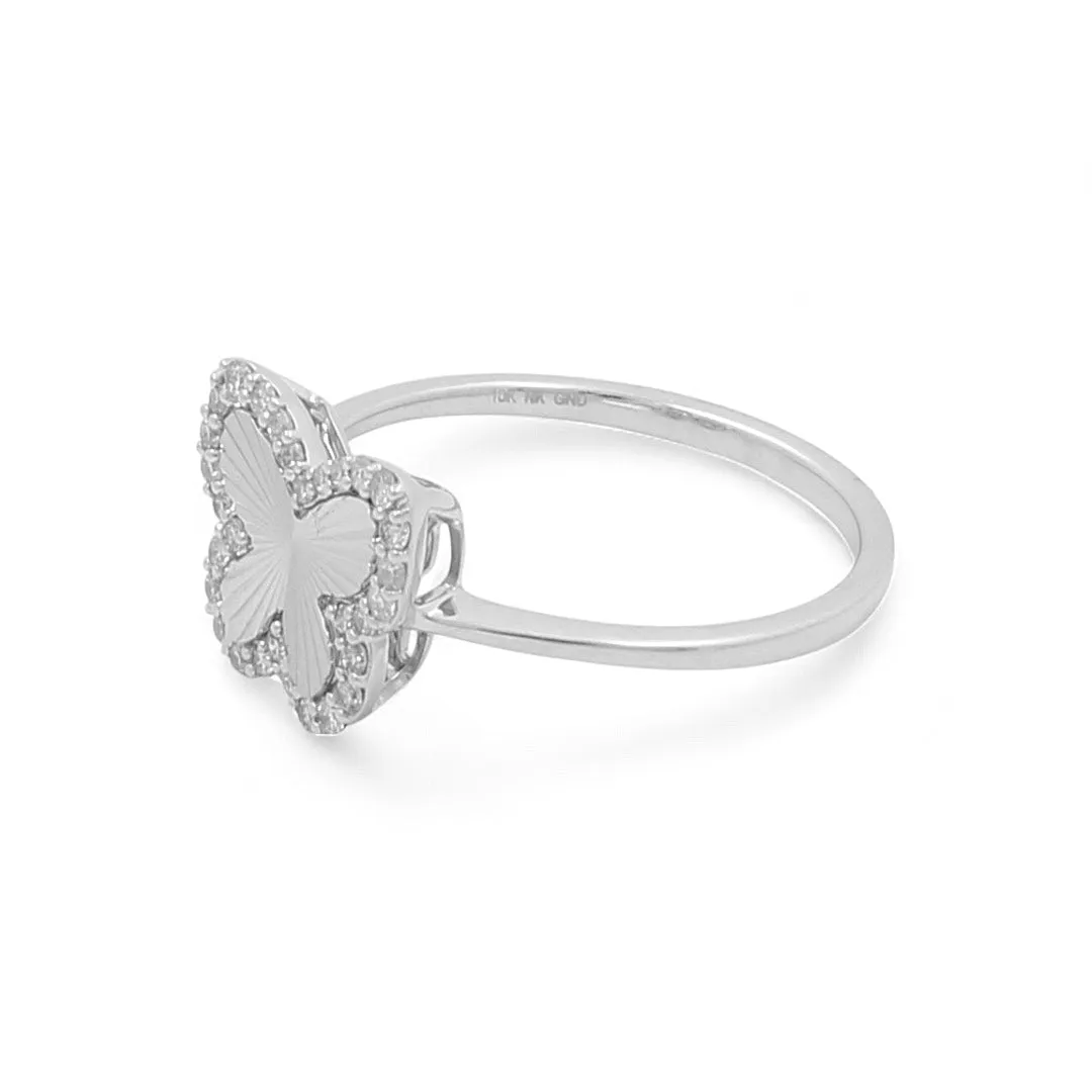 10K White Gold Fashion Butterfly Diamond Women's Ring