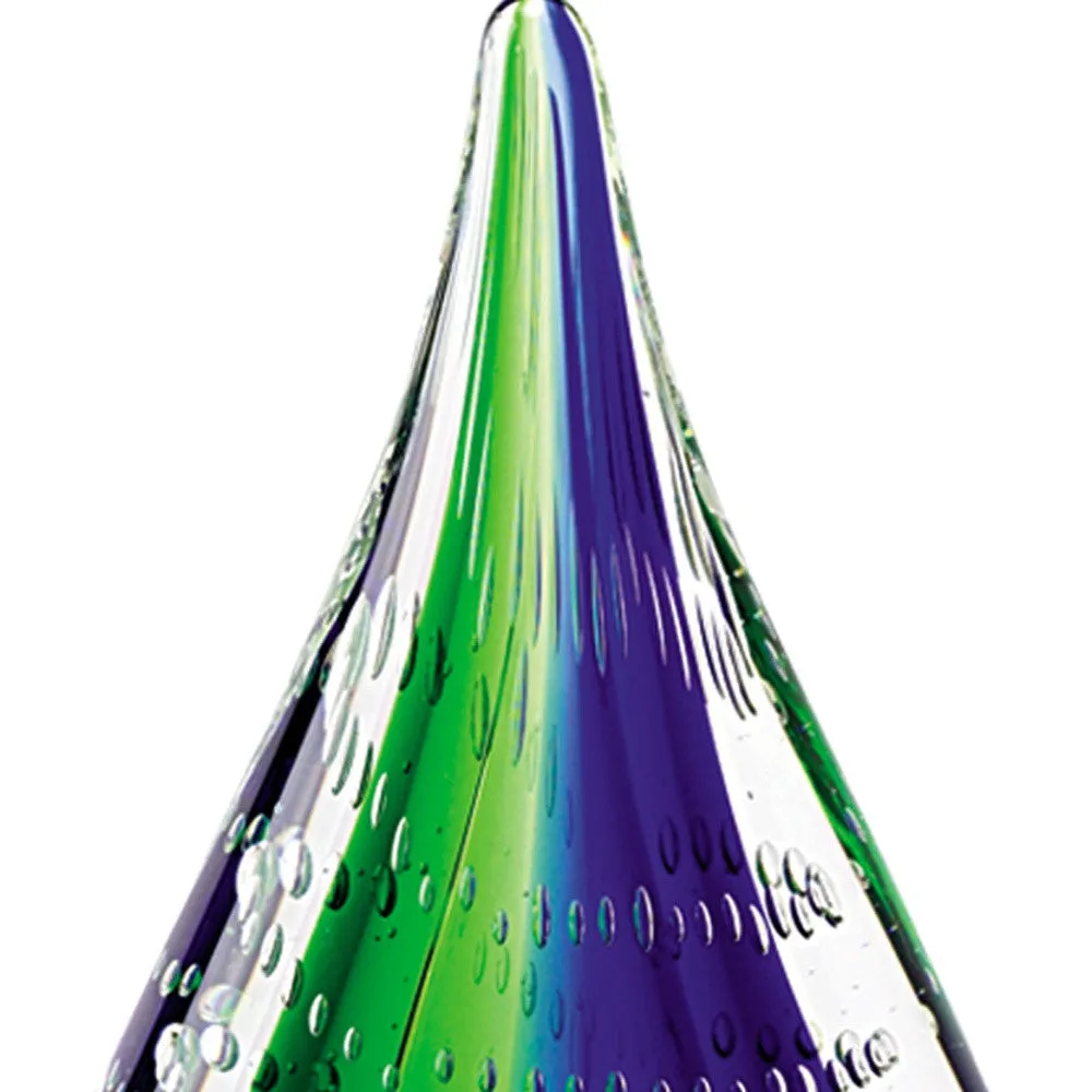 11 Mouth Blown Teardrop Centerpiece on Crystal Base By Homeroots - 376116