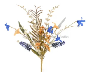 12"L Fabric Flower/Eva Leaf/Beads Bush Light Orange/Navy/Cream Fh812558