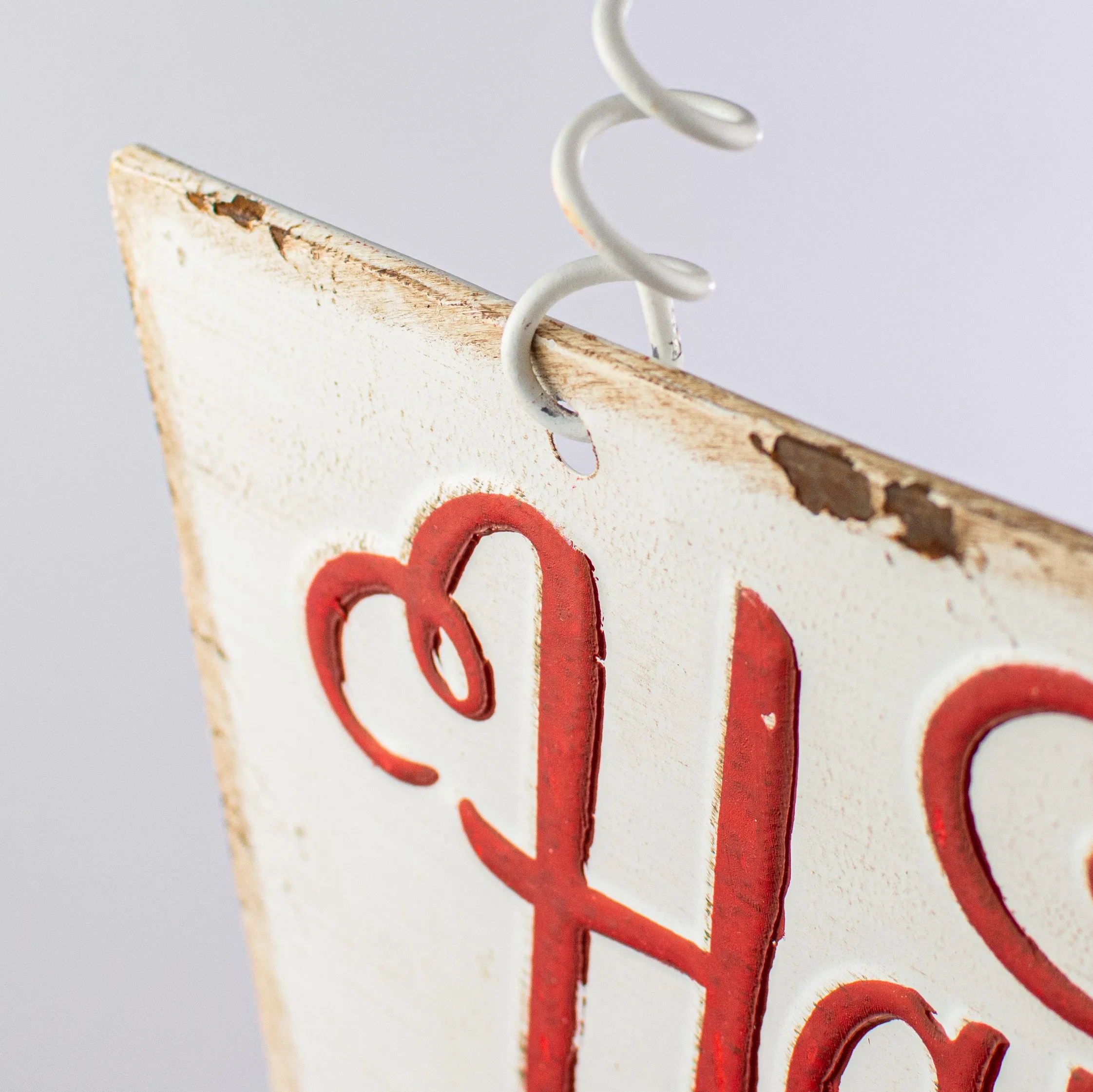 16" Metal Plaque: Red & White Happy Holidays