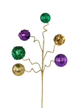 19" Mardi Gras Sequin Glitter Ball Spray