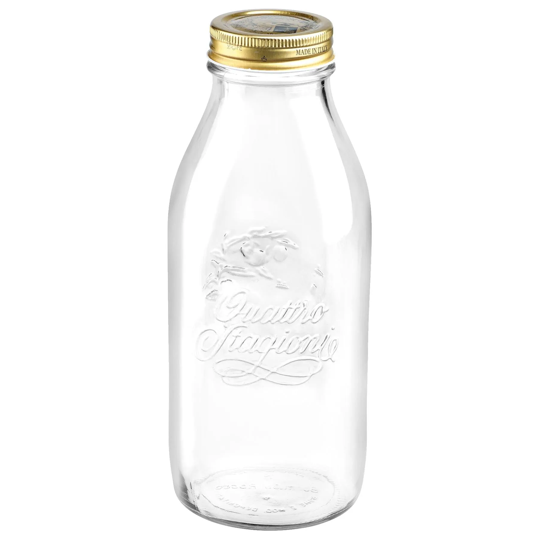 1L Quattro Stagioni Glass Bottles with Screw Top Lid - Pack of 3 - By Bormioli Rocco