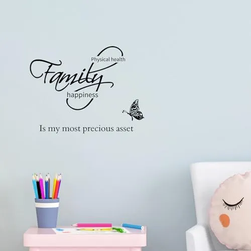 2 Sheets Family Wall Decals Love Home Inspirational Quotes Wall Decor Vinyl Monogram Motivitional Wall Stickers Bible Verse Peel and Stick Sayings for Living Room Bedroom Decorations