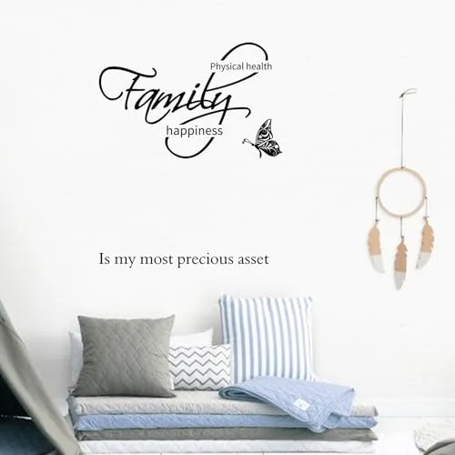 2 Sheets Family Wall Decals Love Home Inspirational Quotes Wall Decor Vinyl Monogram Motivitional Wall Stickers Bible Verse Peel and Stick Sayings for Living Room Bedroom Decorations