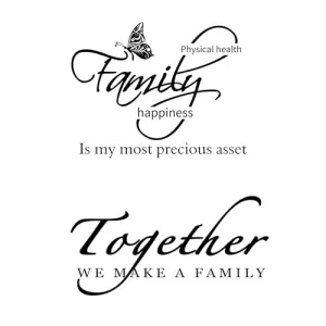 2 Sheets Family Wall Decals Love Home Inspirational Quotes Wall Decor Vinyl Monogram Motivitional Wall Stickers Bible Verse Peel and Stick Sayings for Living Room Bedroom Decorations