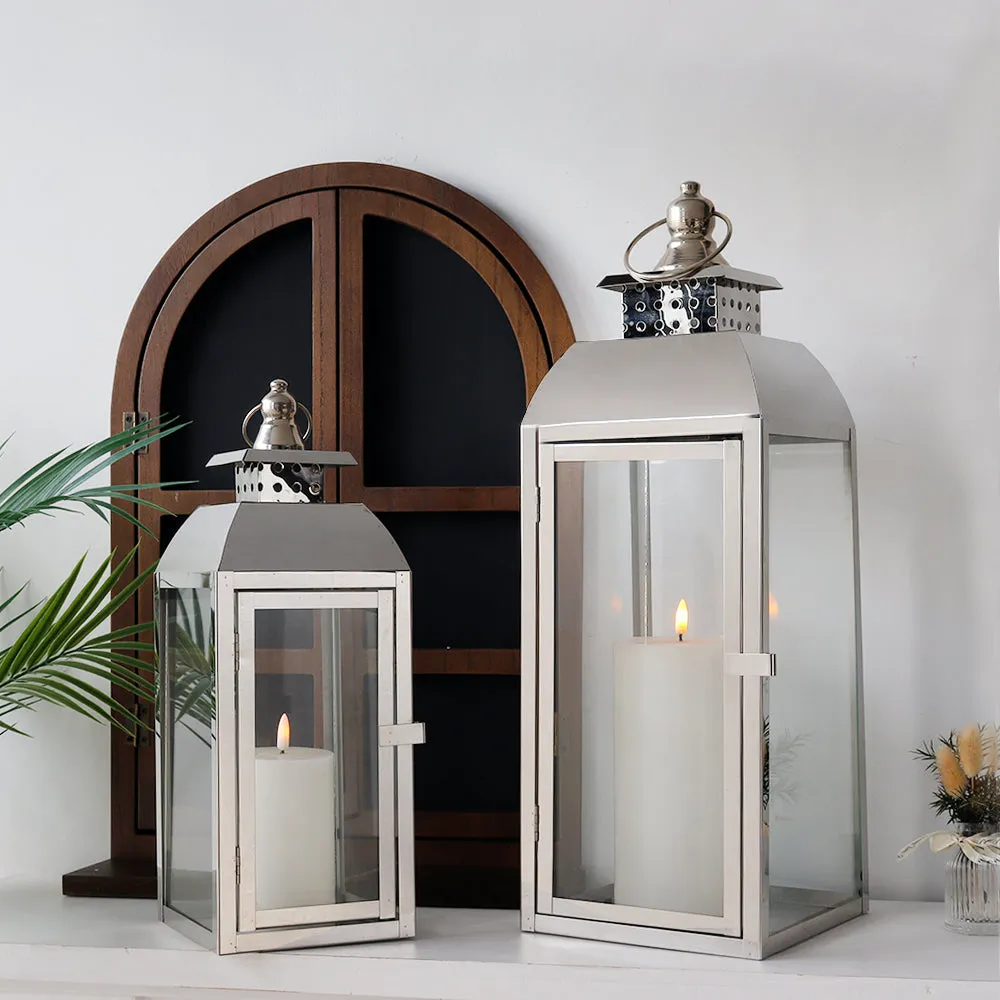 20.5"&15" High Stainless Steel Decorative Candle Lanterns ( Set of 2 )