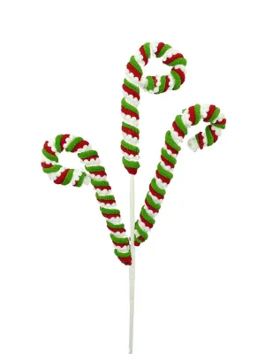 22" Peppermint Twirl Spray: Red/Grn/Wht