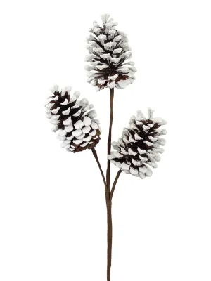 24" Snowy Pinecone Spray