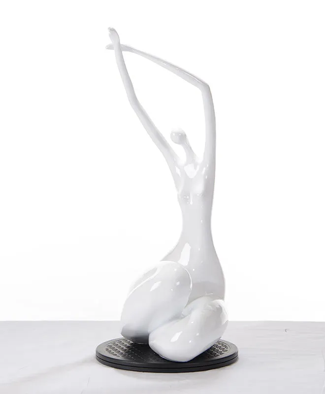 24" White Lass Sculpture By Homeroots