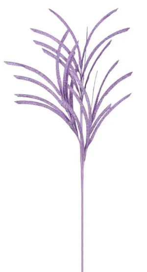 31" Glitter/Paper Grass Spray: Lavender