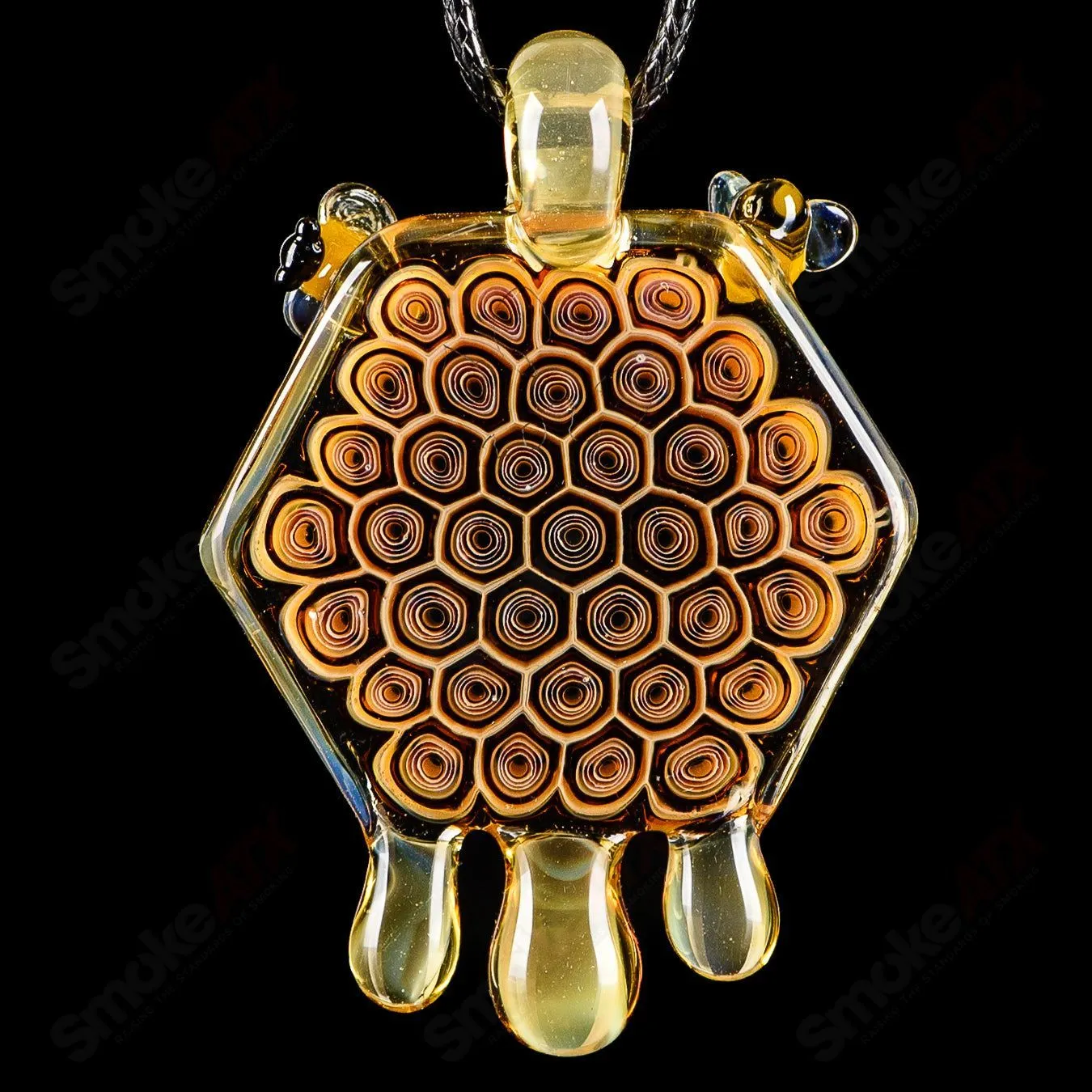 3" Large Honeycomb Drip Pendant w/ Custom Millifiori Joe P Glass