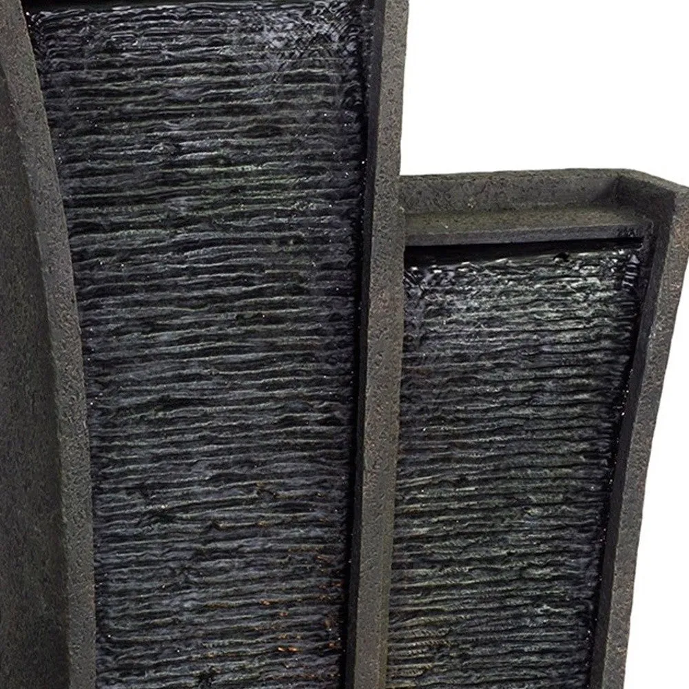 41" Grey Polyresin Tower Indoor Outdoor Tabletop Fountain By Homeroots