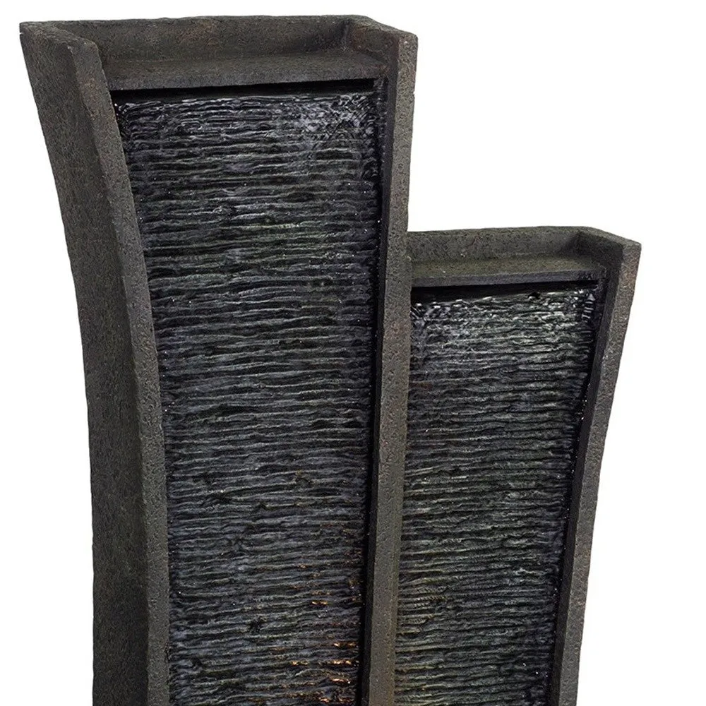 41" Grey Polyresin Tower Indoor Outdoor Tabletop Fountain By Homeroots