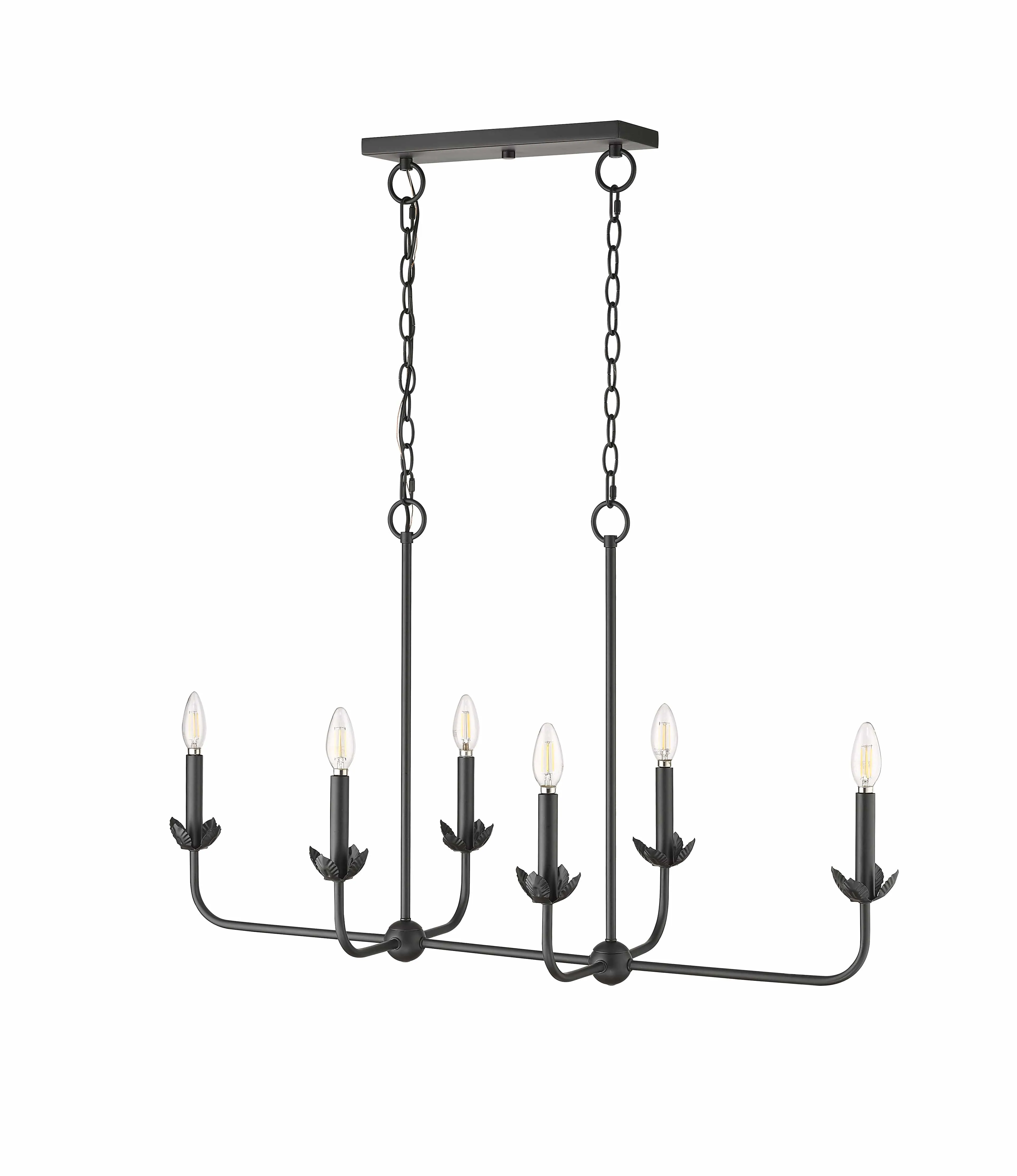 6 Lamps Freesia Chandelier - Matte Black - 35.625in Diameter - E12 Candelabra Base