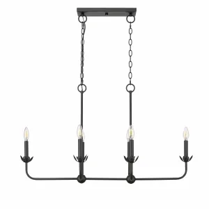 6 Lamps Freesia Chandelier - Matte Black - 35.625in Diameter - E12 Candelabra Base