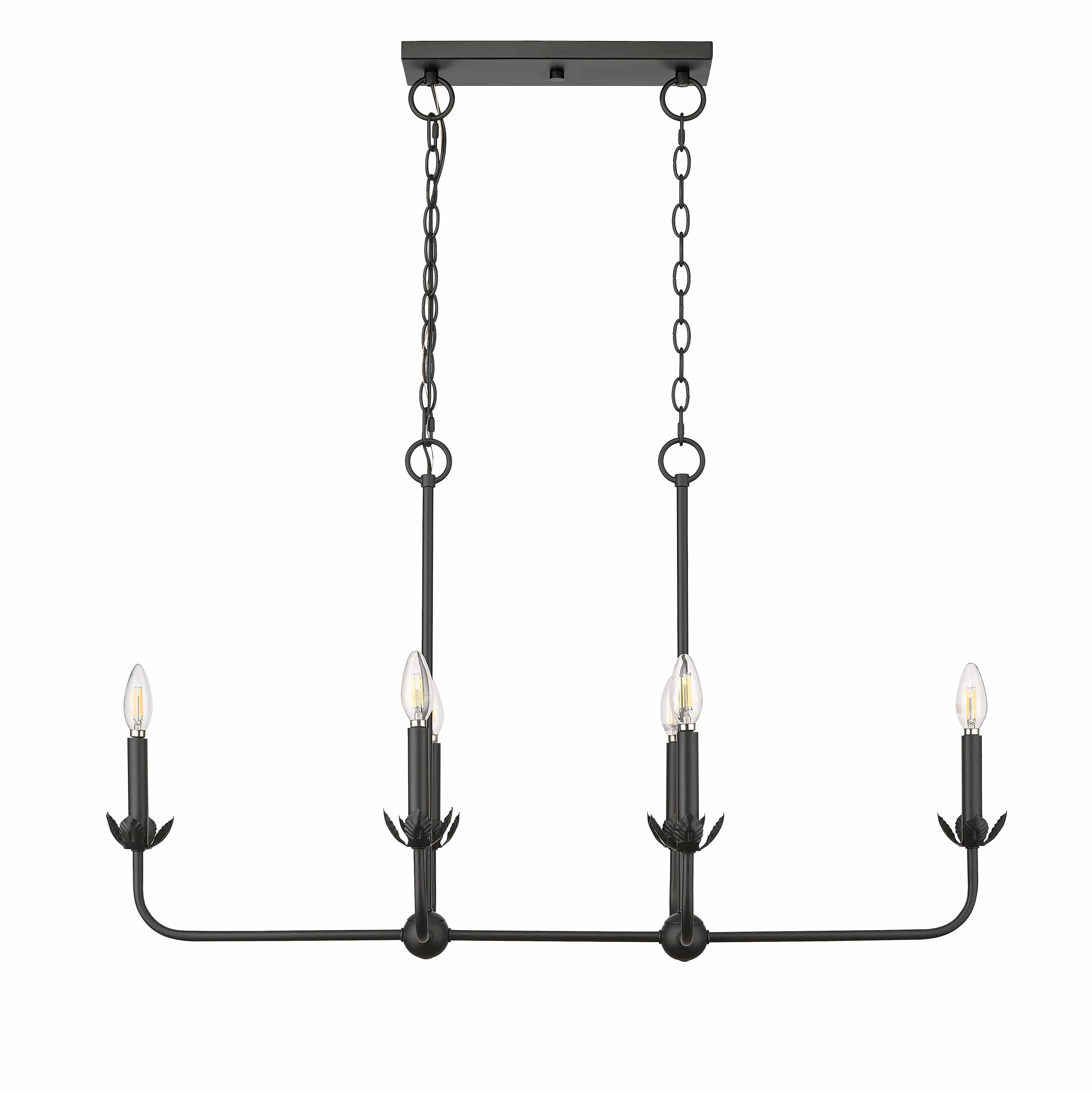 6 Lamps Freesia Chandelier - Matte Black - 35.625in Diameter - E12 Candelabra Base