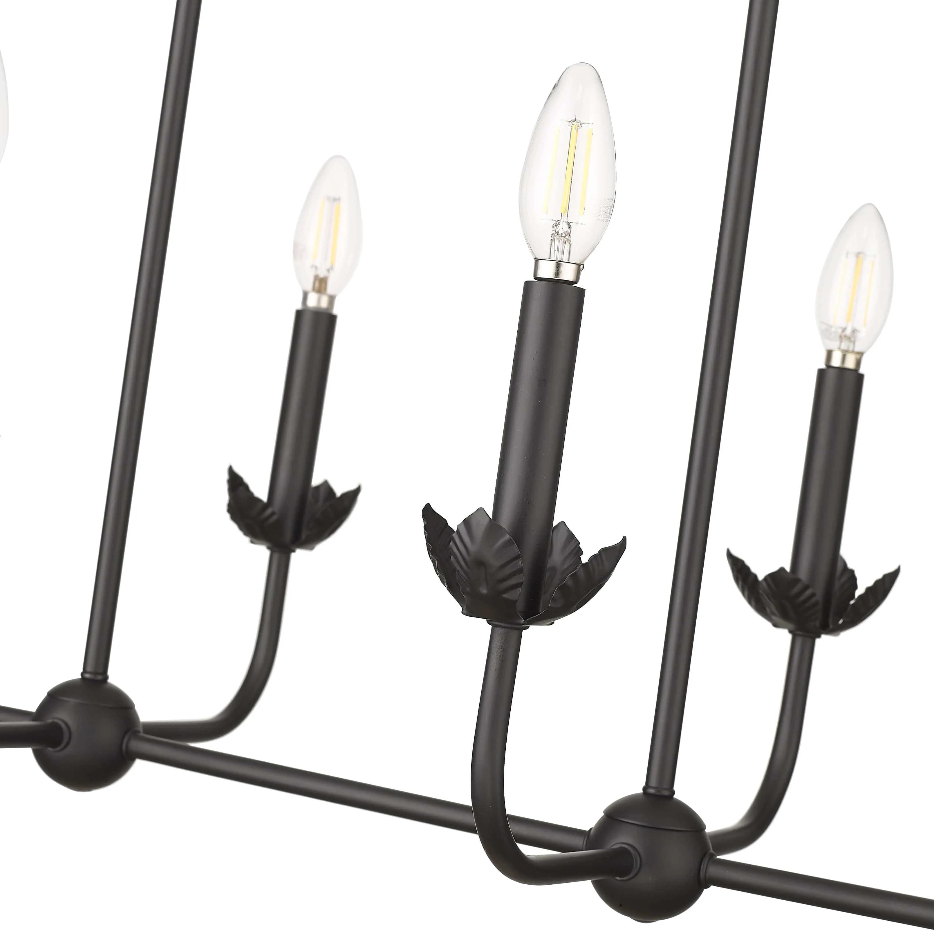 6 Lamps Freesia Chandelier - Matte Black - 35.625in Diameter - E12 Candelabra Base