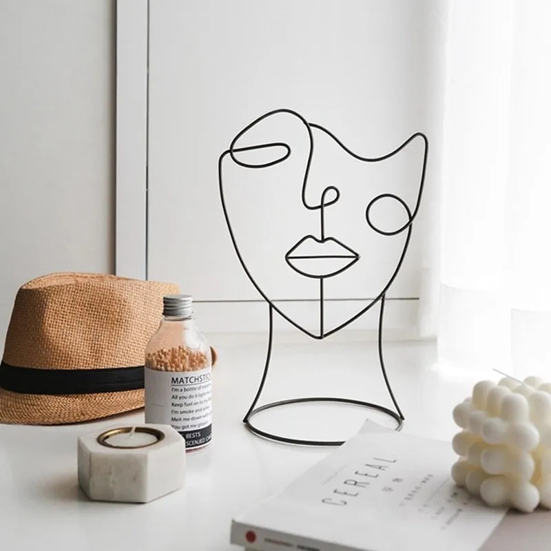 Abstract Wire Face Sculpture