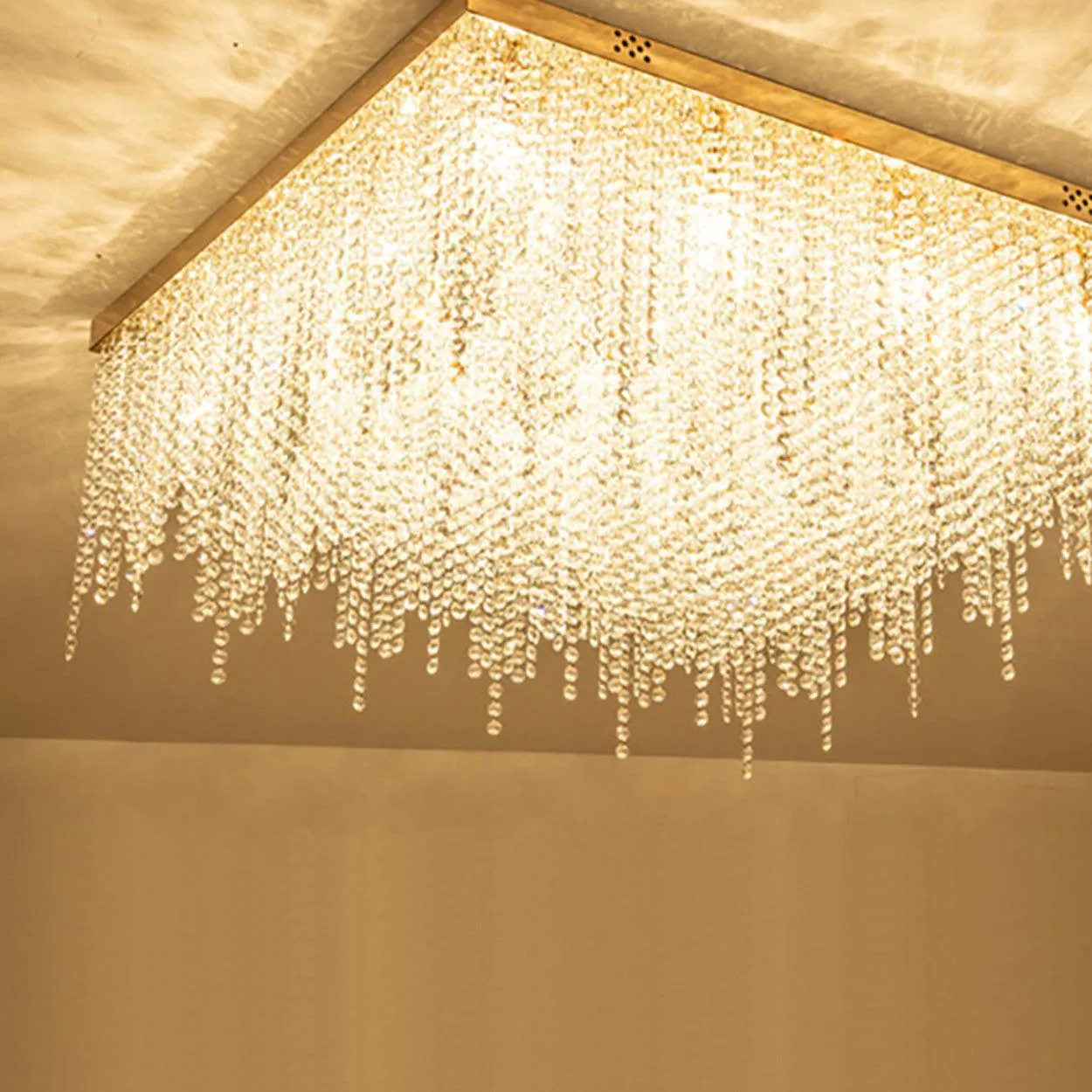 ANKUR RECTANGULAR MANOOI STYLE CLEAR CRYSTAL CHANDELIER CUSTOMIZED