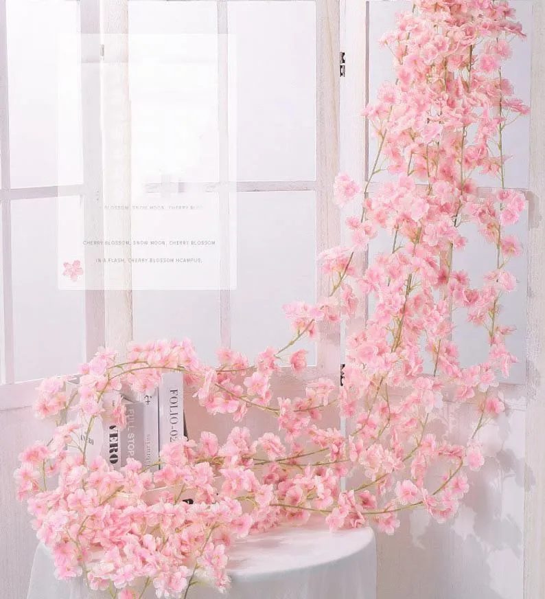 Artificial Cherry Blossom Vines for Wedding Arbor Backdrop