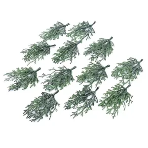 Artificial Christmas Flat Cypress Pine Needle Picks x 10 pcs - Green (Style 3)