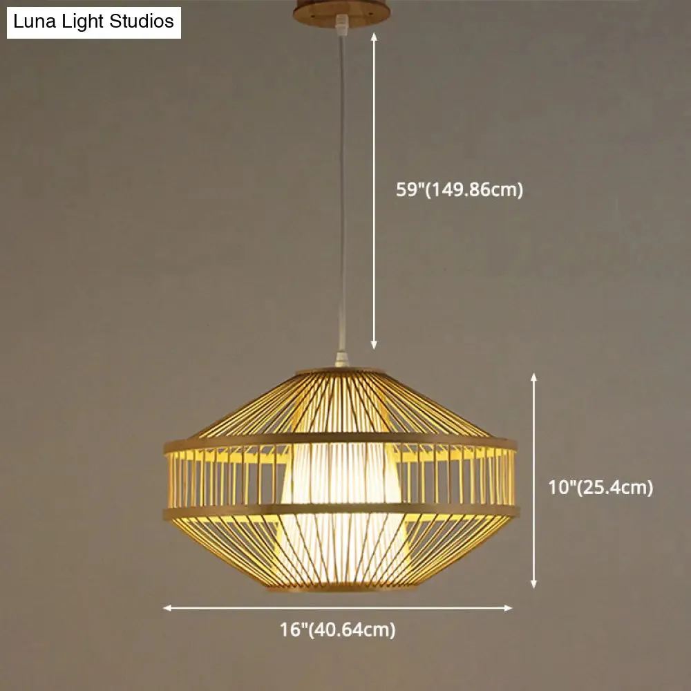 Bamboo Globe Pendant Light: 1-Light Fixture for Restaurants, Beige