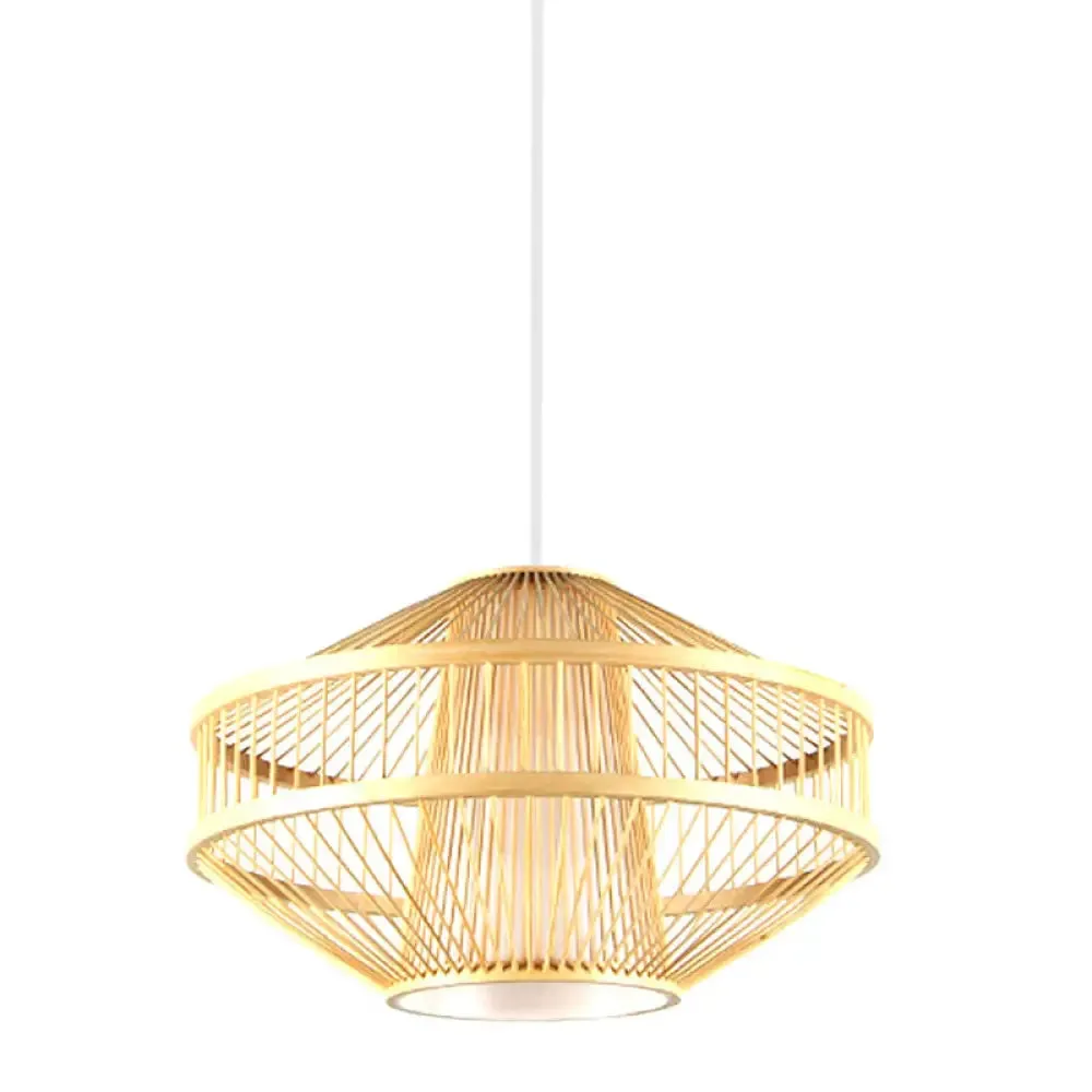Bamboo Globe Pendant Light: 1-Light Fixture for Restaurants, Beige