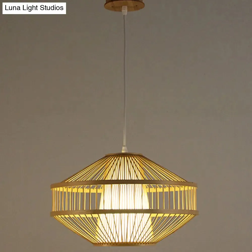 Bamboo Globe Pendant Light: 1-Light Fixture for Restaurants, Beige