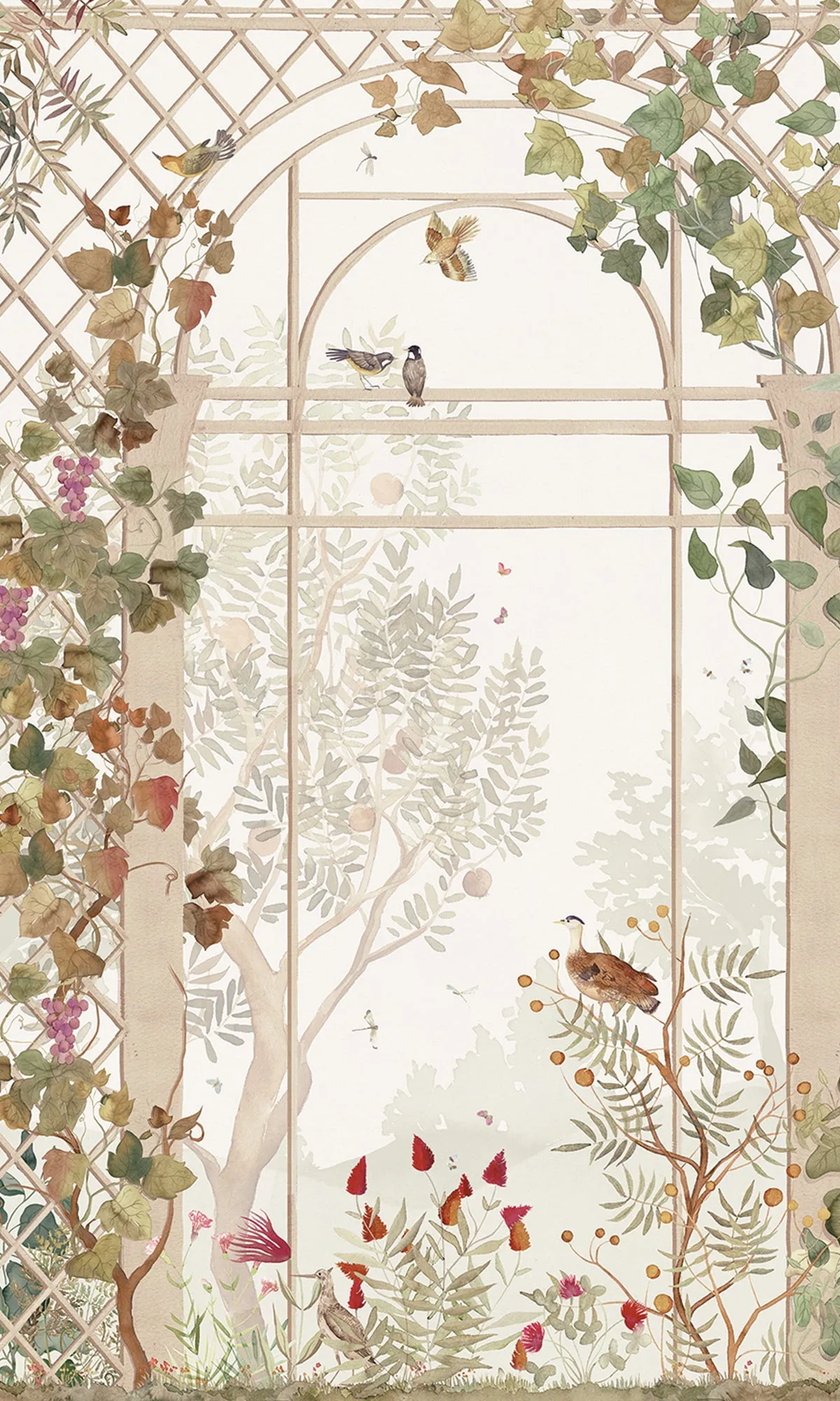 Beige Botanical Greenhouse Wallpaper RM9032