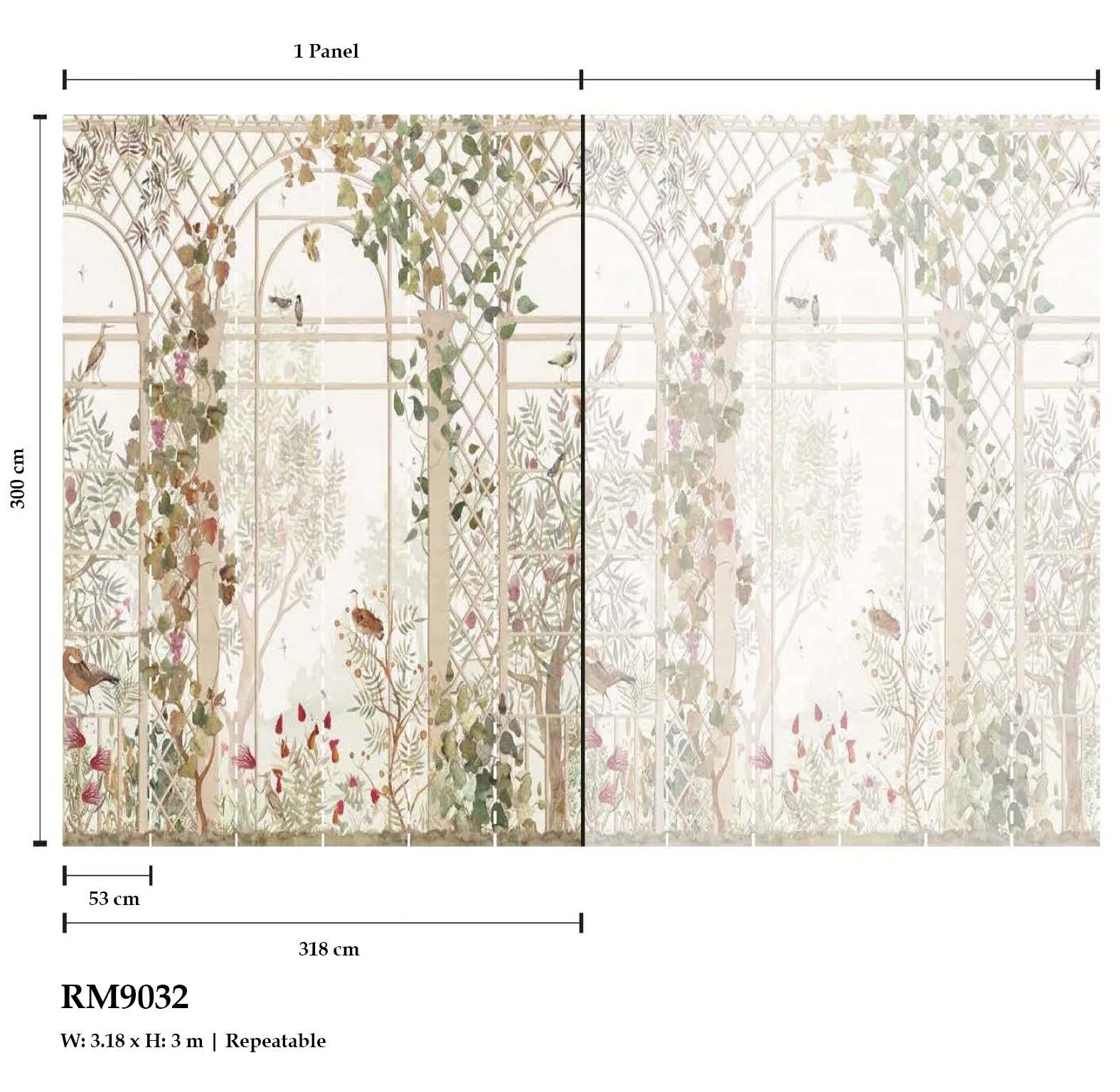 Beige Botanical Greenhouse Wallpaper RM9032