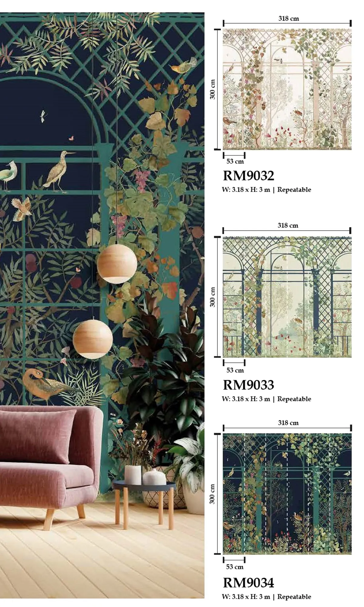 Beige Botanical Greenhouse Wallpaper RM9032
