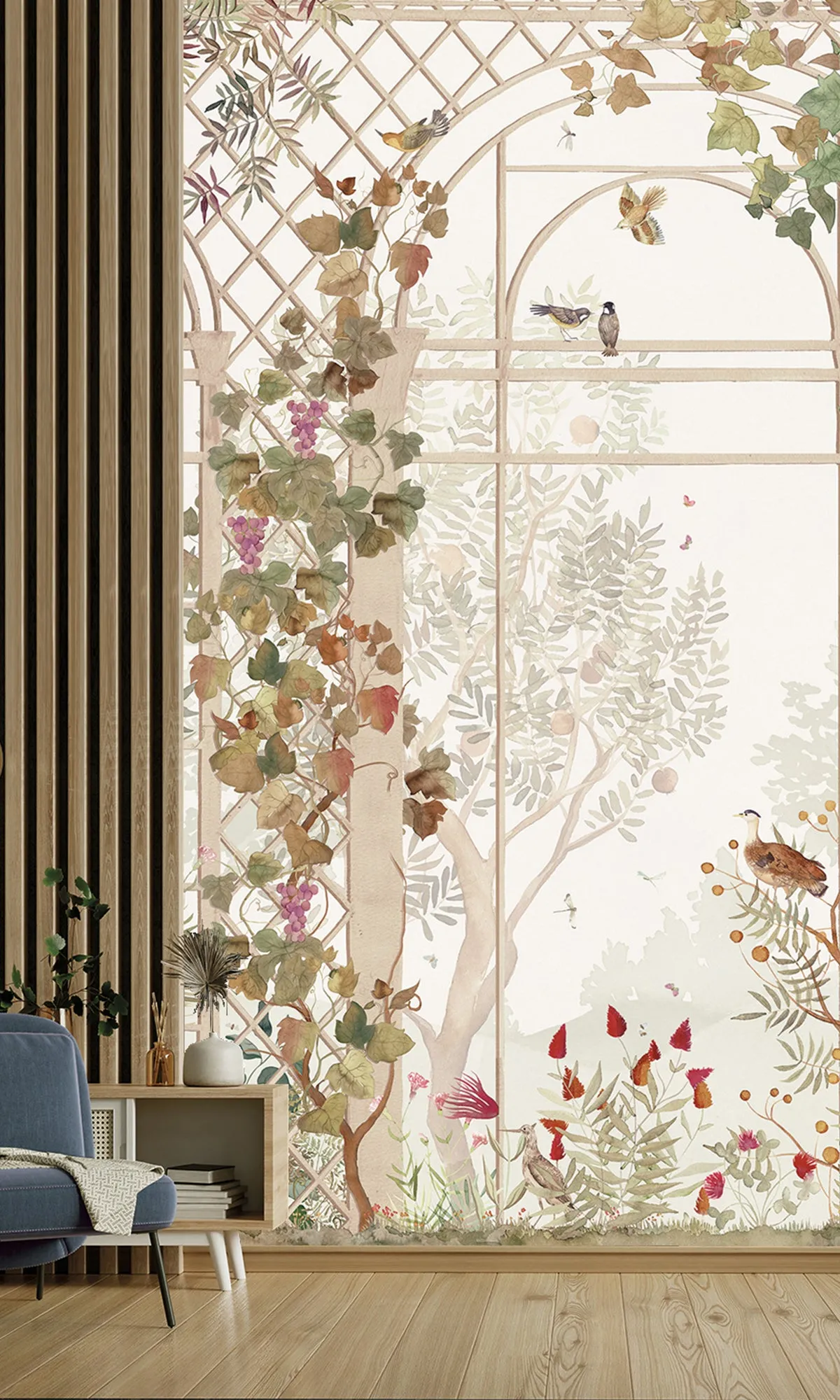 Beige Botanical Greenhouse Wallpaper RM9032