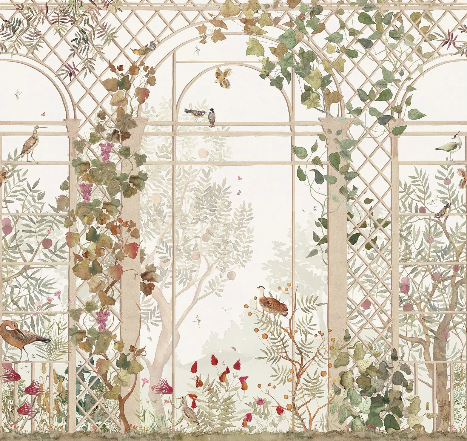 Beige Botanical Greenhouse Wallpaper RM9032