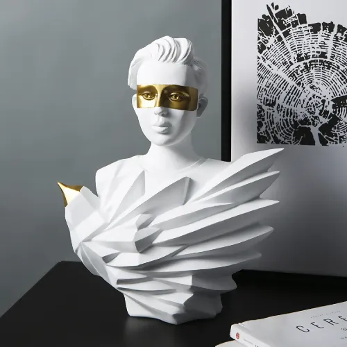 Bird Man Bust Statue