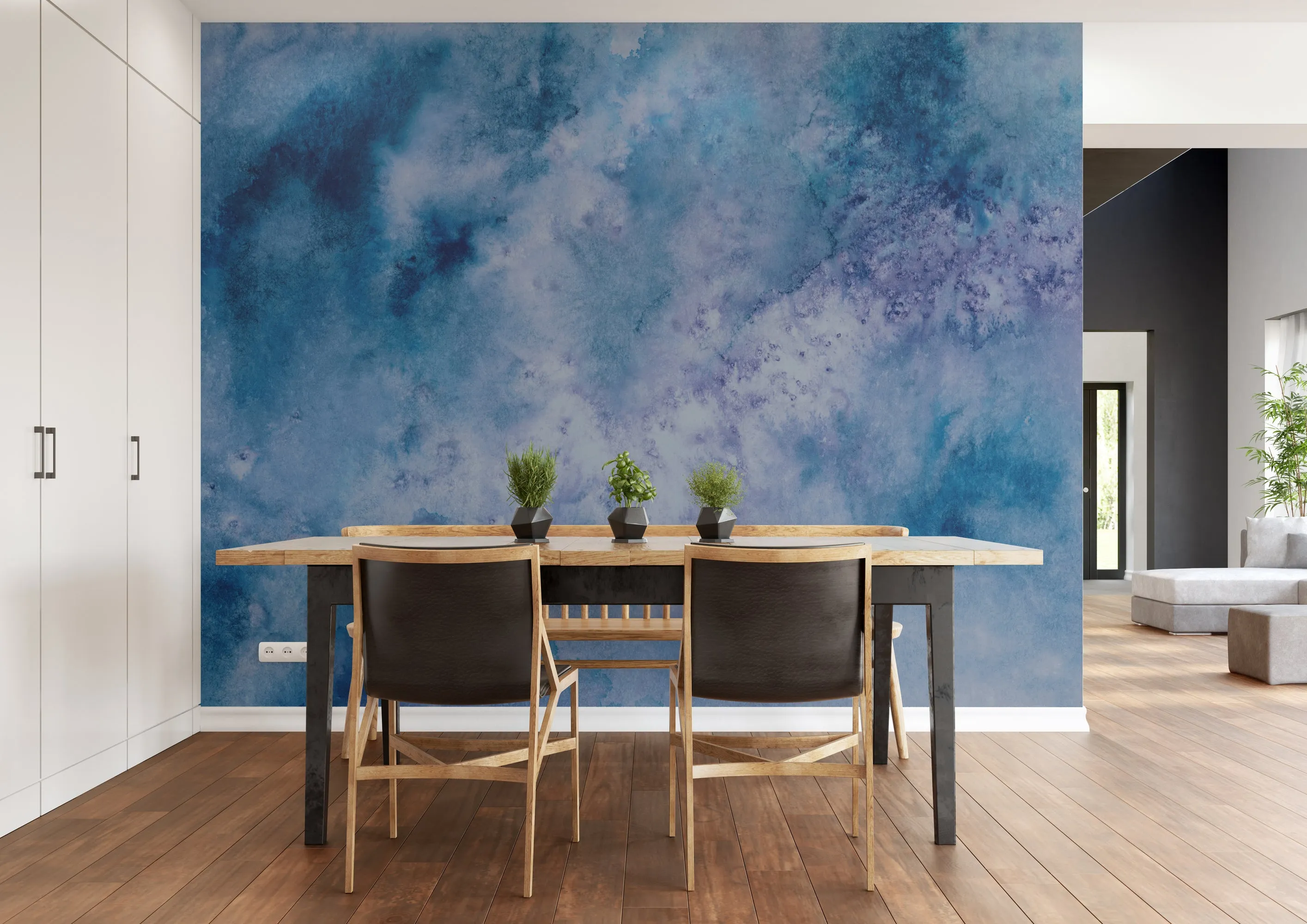 Blue  3-Dimensional Cloud in the Sky Wallpaper RM2103