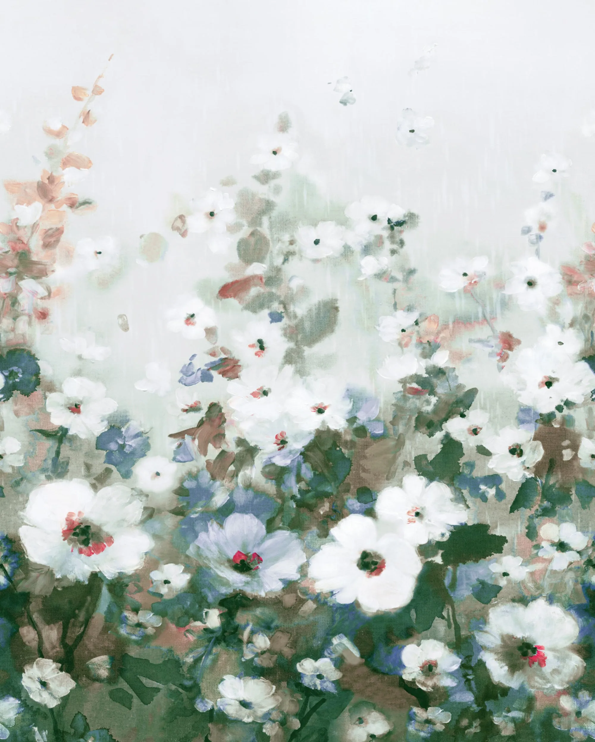Blue Painted Flowers Floral Wallpaper RM2068