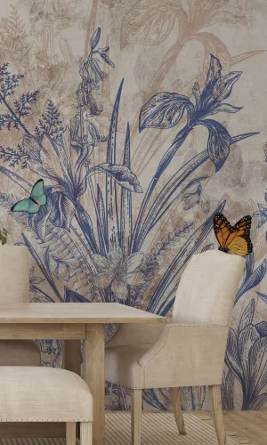 Blue Spring Flowers Mural Wallpaper M1419