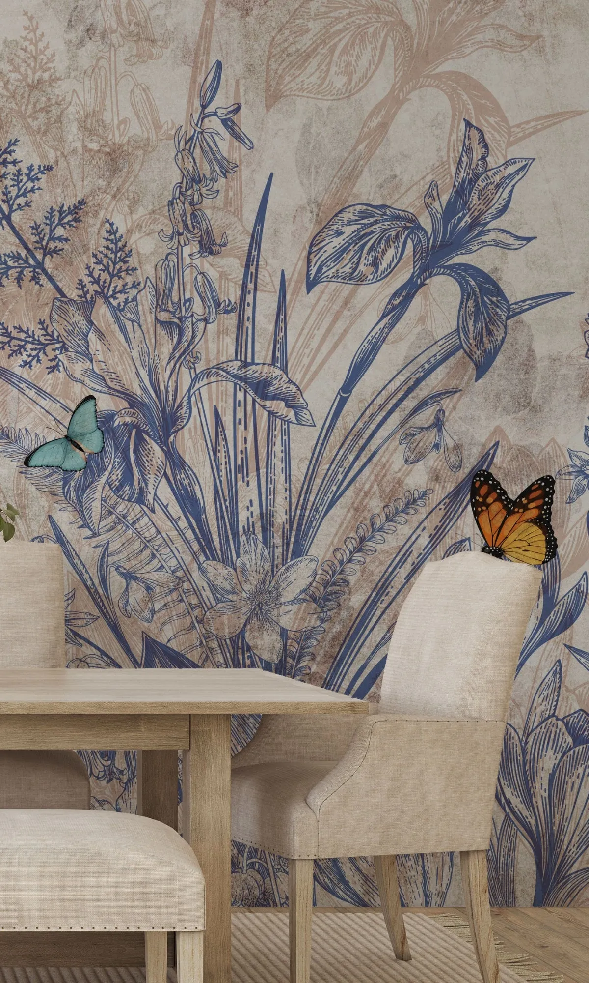 Blue Spring Flowers Mural Wallpaper M1419