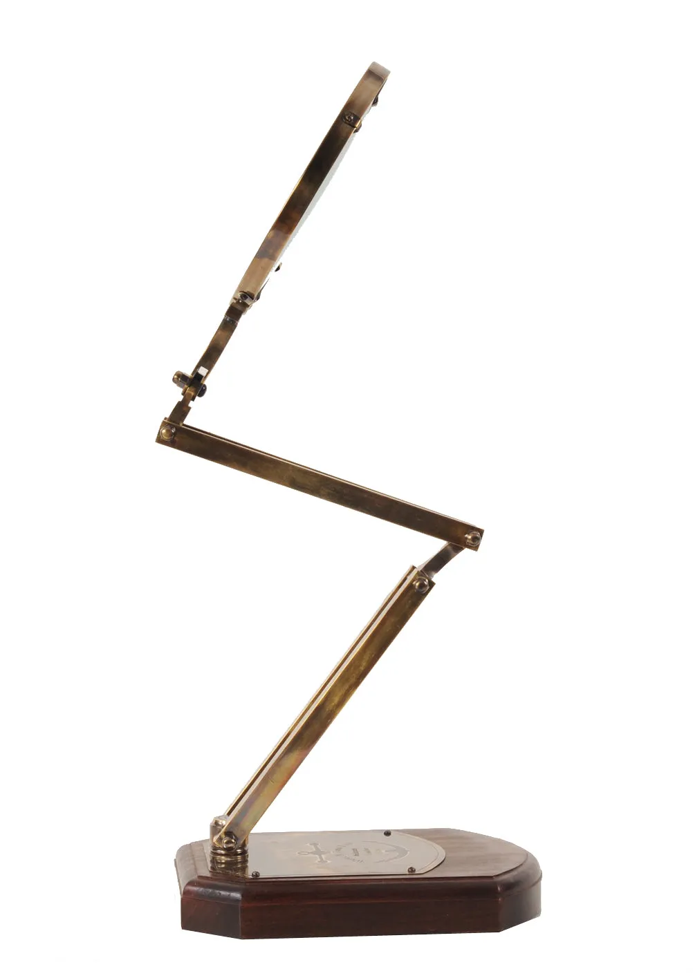 Brass Big Magnifier Glass With Wooden Base By Homeroots