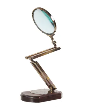 Brass Big Magnifier Glass With Wooden Base By Homeroots