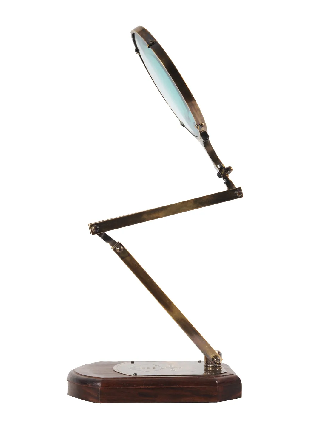 Brass Big Magnifier Glass With Wooden Base By Homeroots