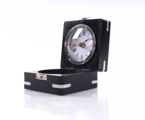 Brass Compass and Clock with Wooden Case By Homeroots
