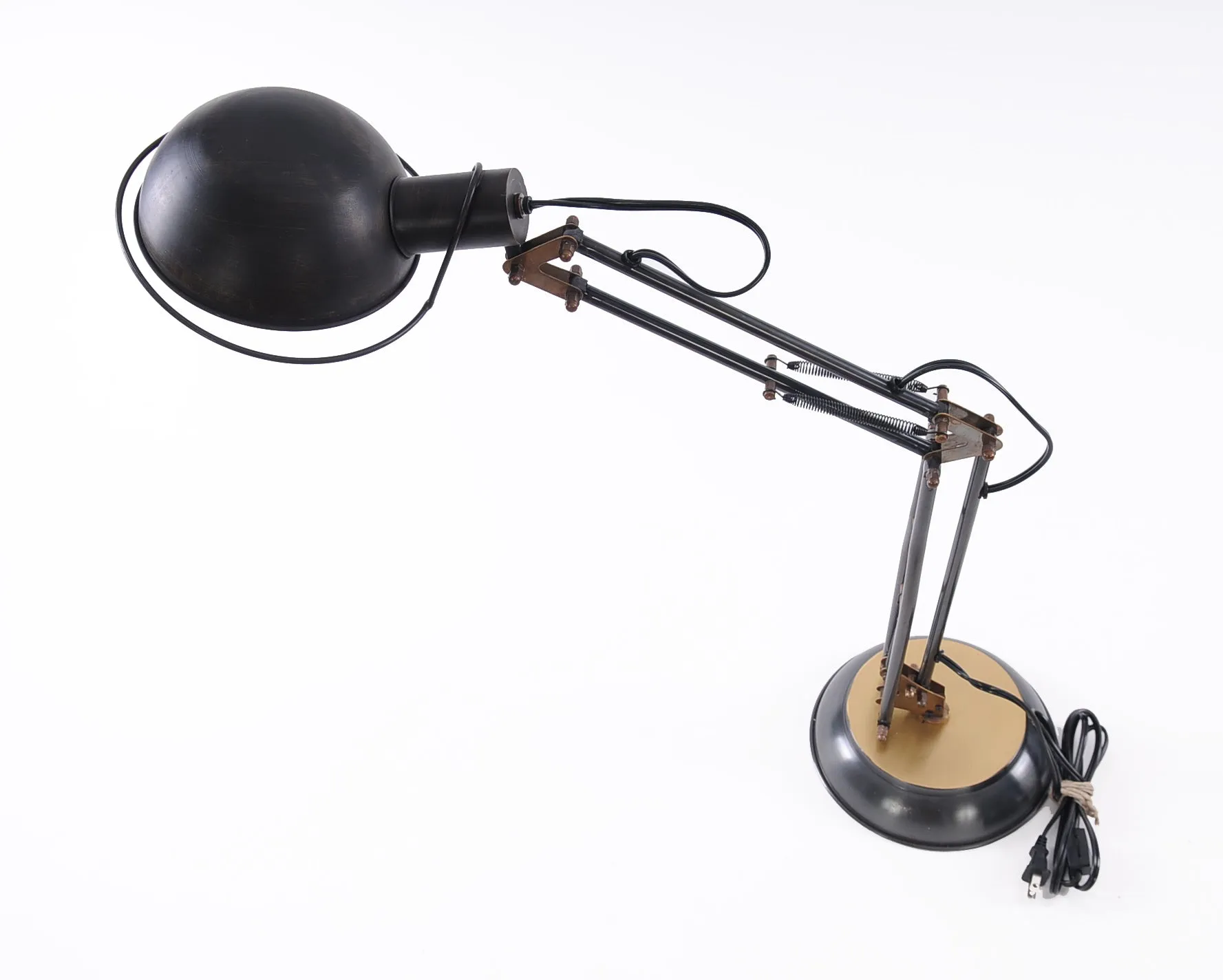 Brass TableSpring Lamp On Round Base By Homeroots