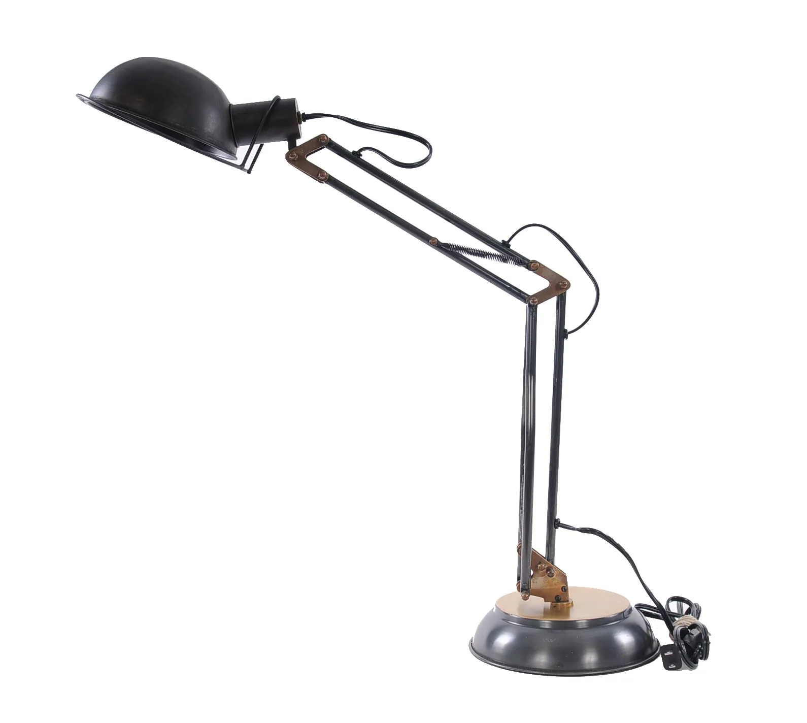 Brass TableSpring Lamp On Round Base By Homeroots