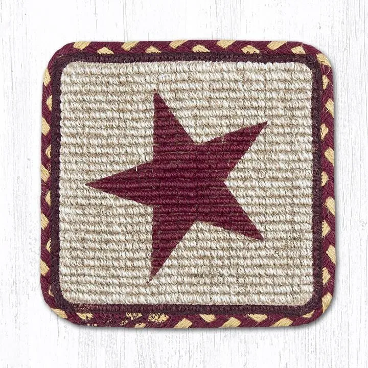 Burgundy Star Wicker Weave Table Accents - Burgundy/Mustard