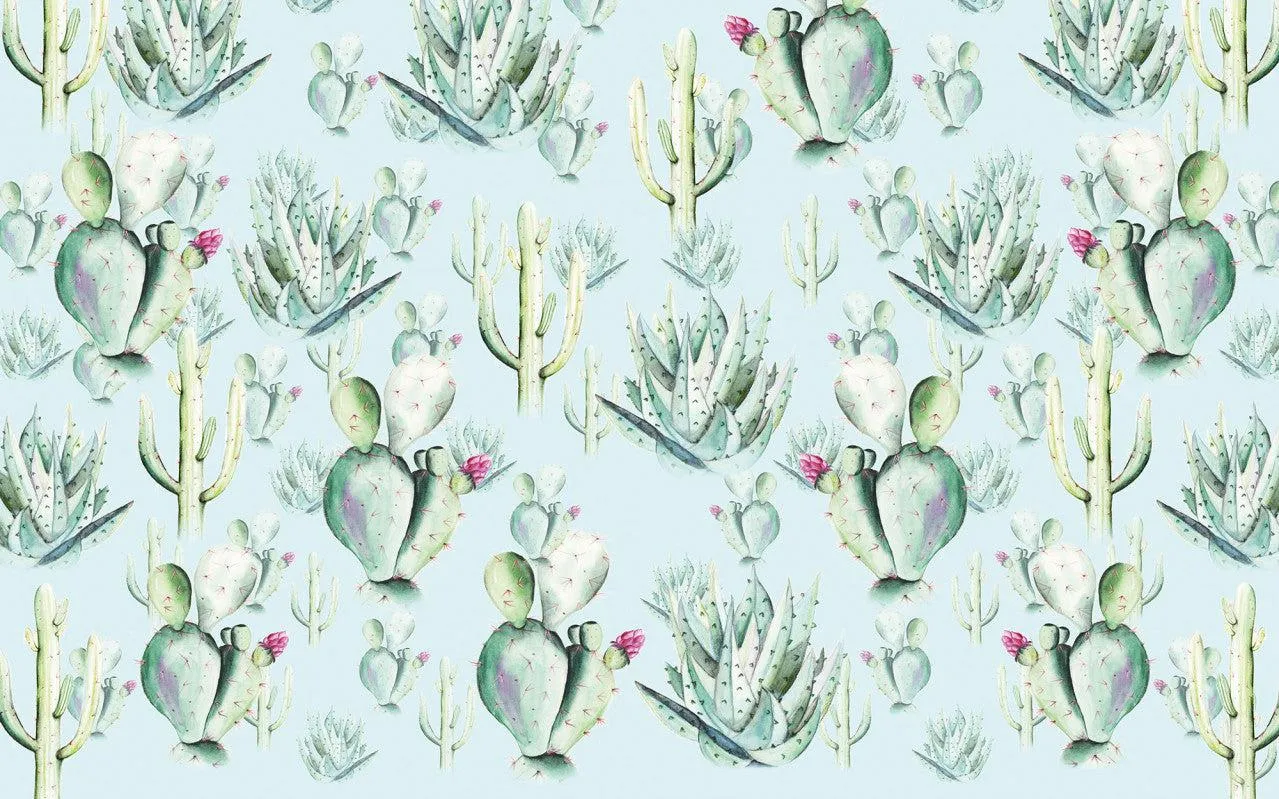 Cactus Blue Mural Wallpaper