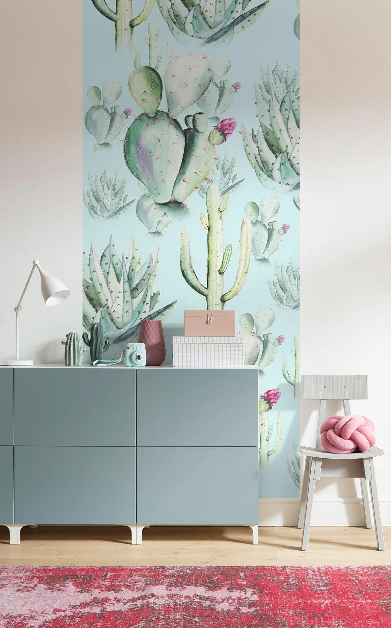 Cactus Blue Mural Wallpaper