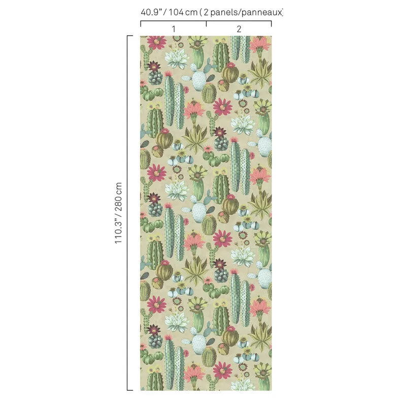 Cactus Wallpaper in Green/Turquoise